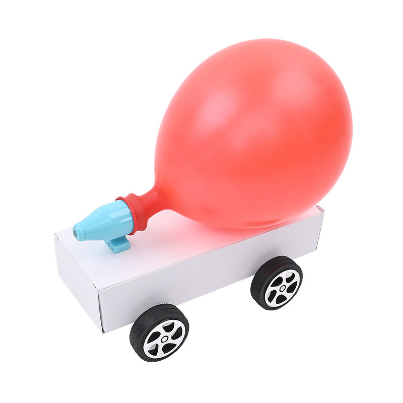 Balloon recoil trolley carton invention scientific experiment self-made vehicle primary school teaching version supporting small production recommendation