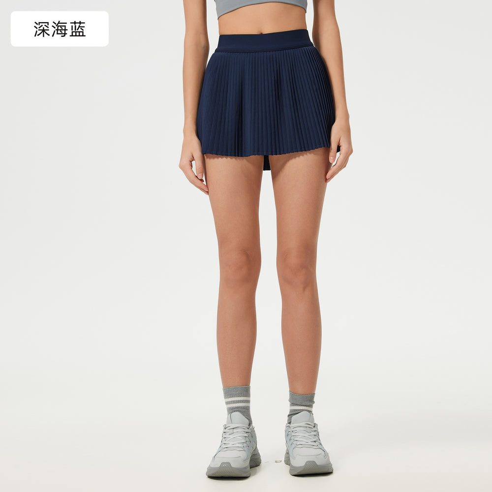 Ice-feeling breathable outdoor sports skirt for women with lining fashion tape tennis skirt yoga fitness skirt d25008