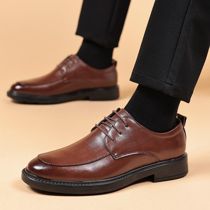2024 new men's leather shoes - summer breathable business formal british style casual soft sole black dress shoes