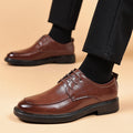 2024 new men's leather shoes - summer breathable business formal british style casual soft sole black dress shoes