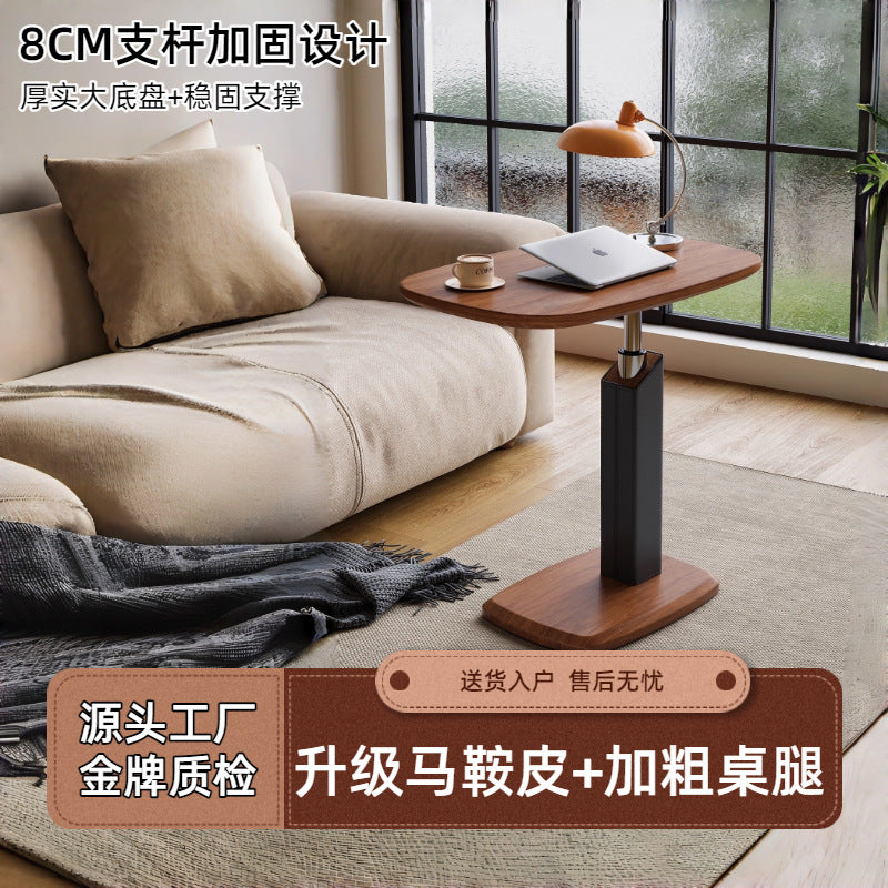 Saddle leather adjustable side table for home bedside table medieval style living room coffee table small table movable bedside computer table