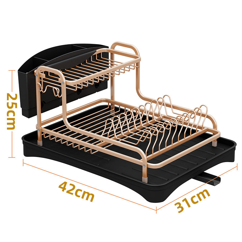 Bowl and chopsticks drain storage box Kitchen multi-functional countertop rack Double-layer storage rack Bowl rack Tableware drain rack