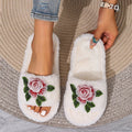 Fall and winterplus size chinese style embroider home indoor non-slip floor stuffed confinement shoes women's one-line cotton slippers