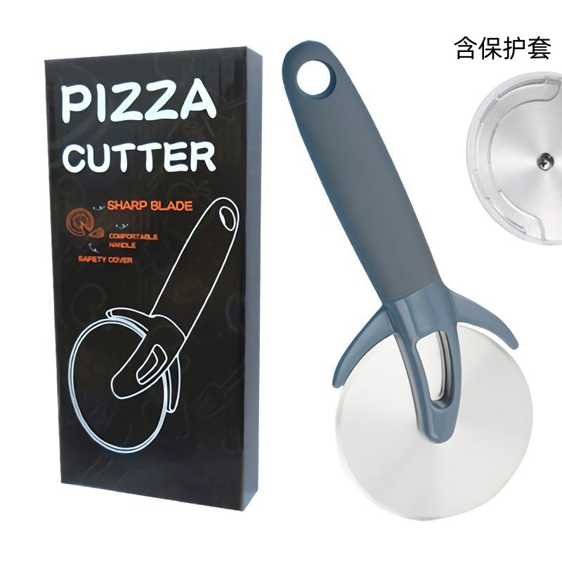 Pizza cutter hob with protective cover, stainless steel cake cutter baking medium, single wheel pizza cutting  hot sale