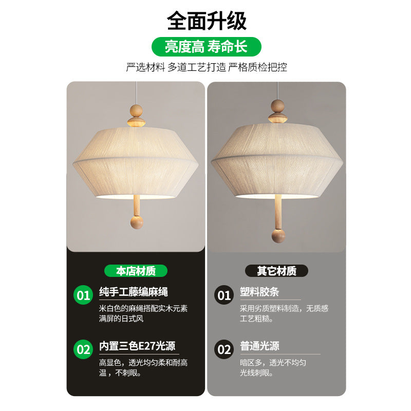 Huiyuan Restaurant Chandelier Japanese New Weave Cotton Thread Wabi Sandy Wind Homestay Dining Table Bar Restaurant Lighting E