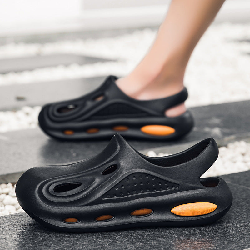 Cross-border live 2025 new hole shoes men's summer ins tide hollow Internet celebrity beach personality sandals beach shoes