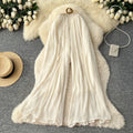 Lazy style high waist woven belt loose wide leg pants for women spring and summer drape slimming look cover crotch loosecasual pants