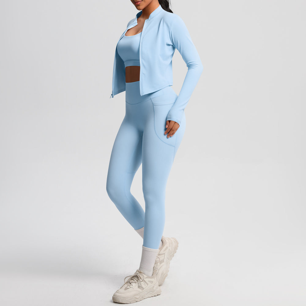 cloud-feeling brushed beautiful back bra sports zipper outwearcasual running hip pocket fitness yoga clothes