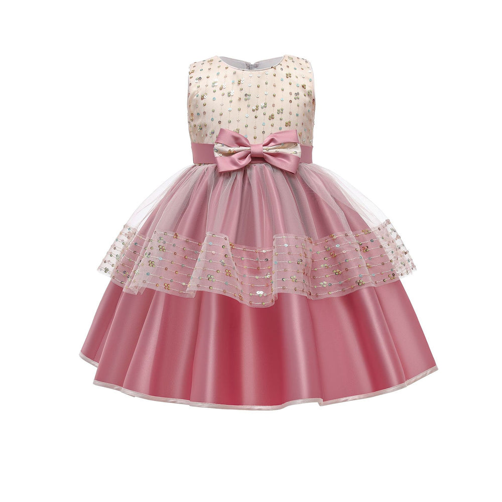 New sequin lace children's dress - flower girl wedding dress, princess gown - stylish mesh lace runway dress