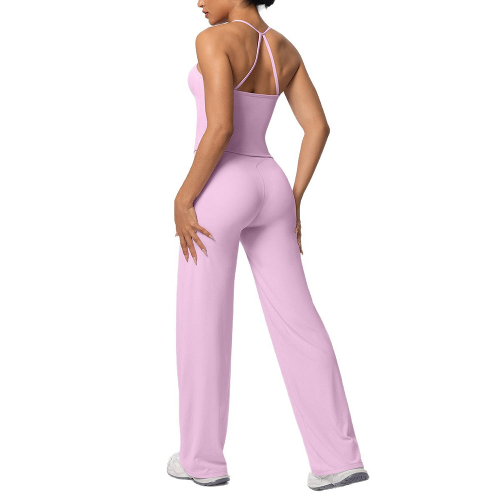High-waisted, butt-lifting, cloud-soft, quick-drying yoga set featuring a sexy camisole and racerback design. perfect for outdoor activities, casual wear, running, and fitness