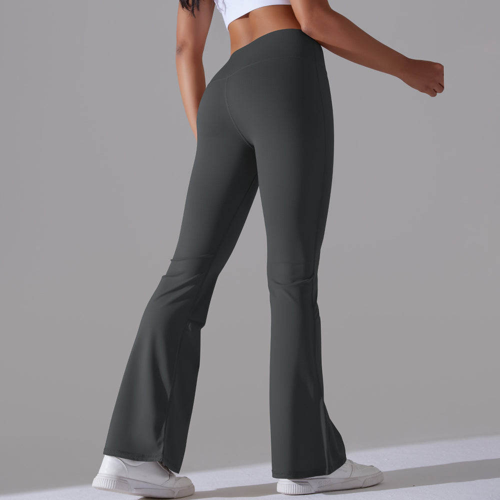 Fashion cross-border t-line wide-leg tights, nude butt lift yoga flared pants, high waist casual fitness sweatpants