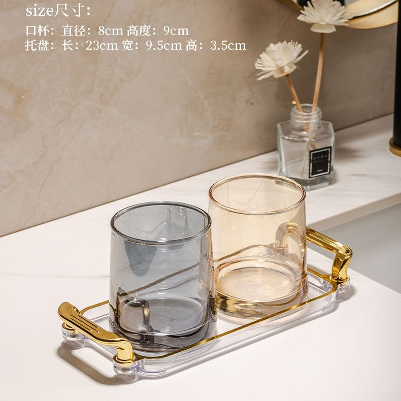 Glass mouthwash cup minimalist toothbrush cup couple's home toothbrushing cup set hotel guest room wash cup toothbrush cup
