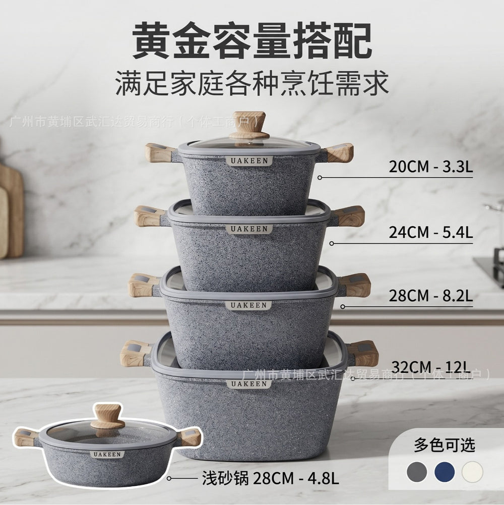 Granite 5pcs cookware suit non-stick pan complete set for home flats pot frying soup pot cross-border festival gifts