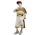 Boys'  summer new design short-sleeve t-shirt set - trendy printed loose-fit athletic casual outfit