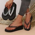 Thick sole flip-flops women's summer outwear 2025 new arrival fairy style rhinestone soft bottom non-slip beach sandals