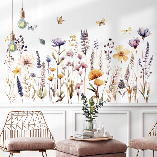 Light color flower skirting plant wall decoration wallpaper decal bedroom sofa corridor vanilla puff bar wall sticker
