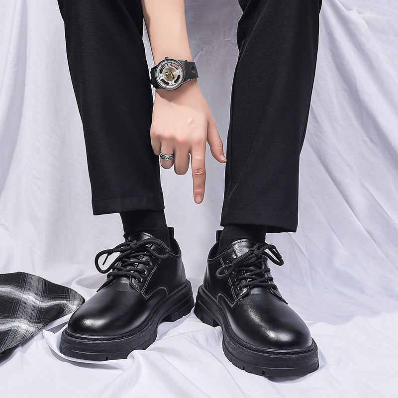 Spring new arrivals: soft leather, soft sole, round toe, breathable, trendy casual leather shoes - business formal, fashionable british style, trendy men's shoes