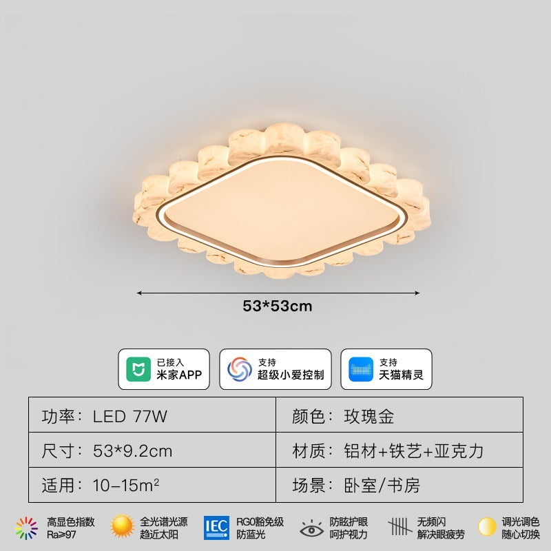 Modern minimalist cloud marble ceiling light for bedroom, smart eye-caring study lamp, led high-end room lighting fixture