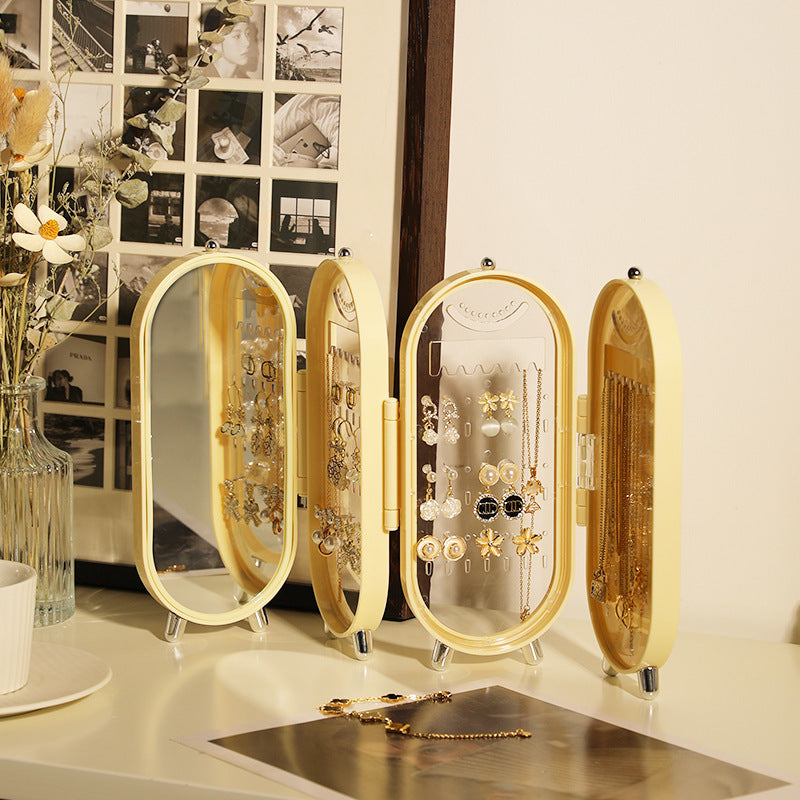 ins New Jewelry Storage Box Earrings Earrings Necklace Bracelet Jewelry Box Lipstick Cosmetics Folding Display Stand