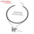 European and american cross-border fashion 18k gold hollow butterfly pendant necklace for women, alloy chunky chain, high-end jewelry