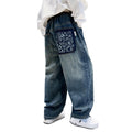 Boys' spring pants  new korean style kids' denim jeans loose fit spring/autumn mid-to-large children's trousers trendy