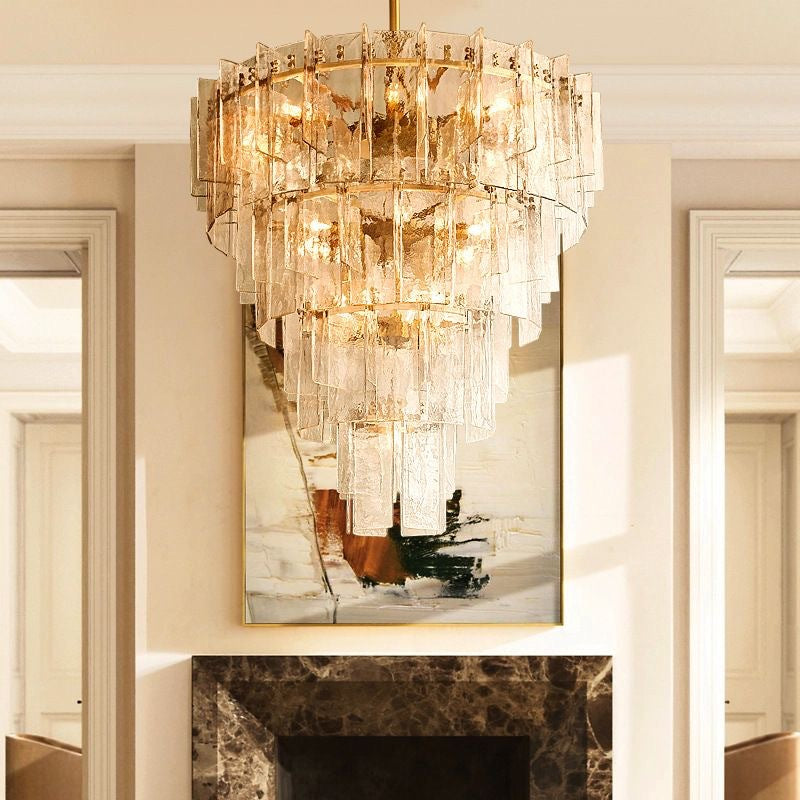 Villa living room chandelier light luxury main lighting high-end post-modern American luxury French empty duplex floor chandelier