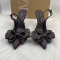 Za2025winternew arrival women's shoes bowselegant socialite high-heeled mules shoes flatsflats back strap sandals