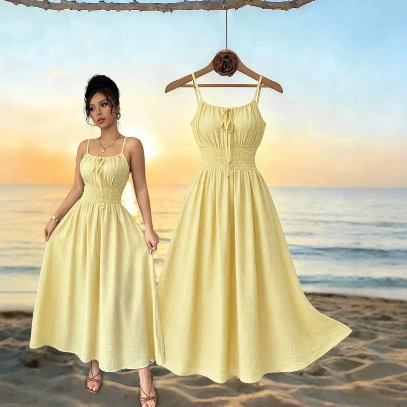 summer european and american cross-border beach french vacation style camisole dress