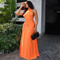European and american cross-border women's fashion:  autumn new arrival - elegant solid color sleeveless backless slim-fit a-line maxi dress