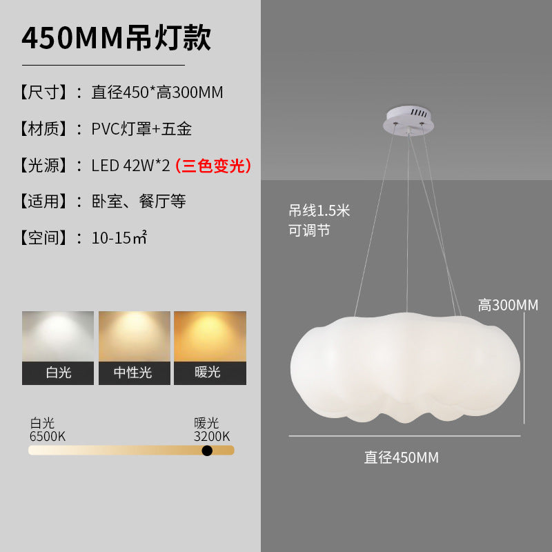 Full Spectrum Cream Wind Eye Protection LED Living Room Ceiling Light Simple Modern Internet celebrity Lighting Combination Whole House Package