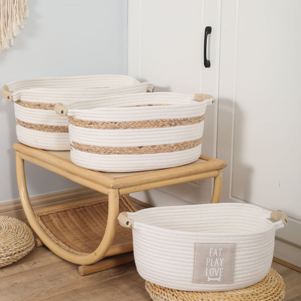 Hand woven cotton rope basket household toys dirty clothes storage basket woven storage folding dirty clothes basket wholesale