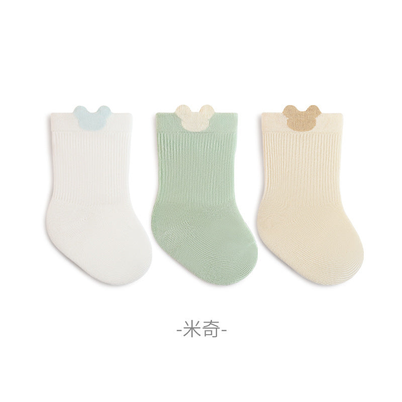 Babylon three-pair kids socks combed cotton breathable baby knee socks socks candy color boneless infant socks