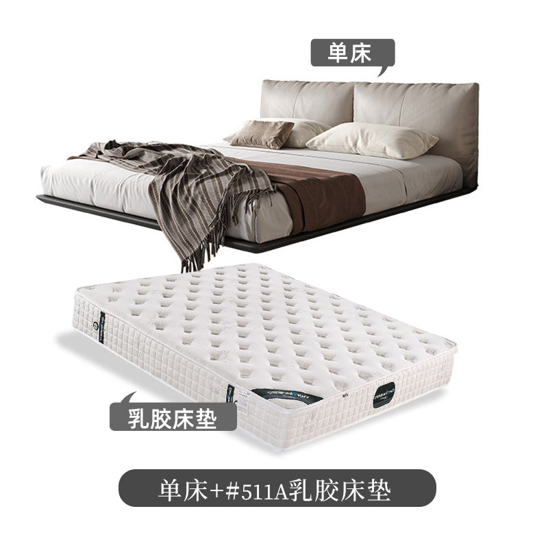Genuine leather suspended bed accessible luxury modern double bed master bedroom classyelegant 1.8m wabi-sabi style upholstered leather bed personalized
