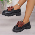 Exportbows british style slip-on small leather shoes for women spring autumnew arrival cross-border plus size thick heel flats women's shoes