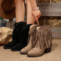 plus size tassel short boots for women autumn winternew arrival high heel suede rivet sleeve casualbootswholesale