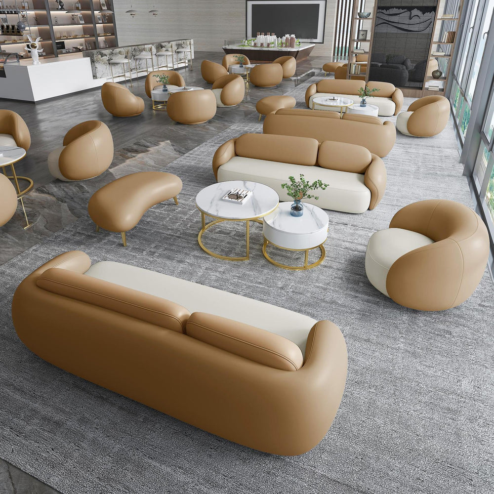 New arrival creative leather sofa combination coffee table yuanbao bread sofa business club reception negotiation sofa