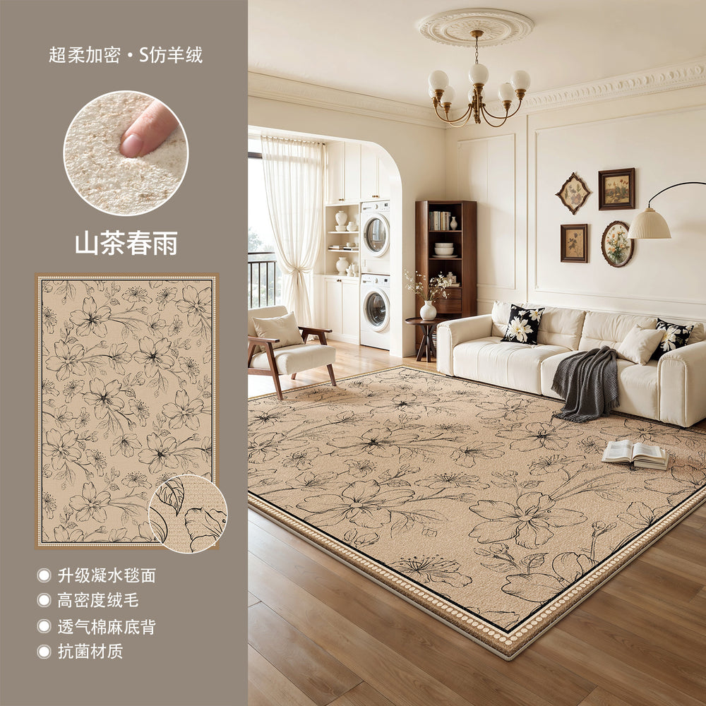 Carpet living room green new arrival medieval style stain-resistant waterproof floor mat no-wash and wipeable classy bedroom bedside floor mat