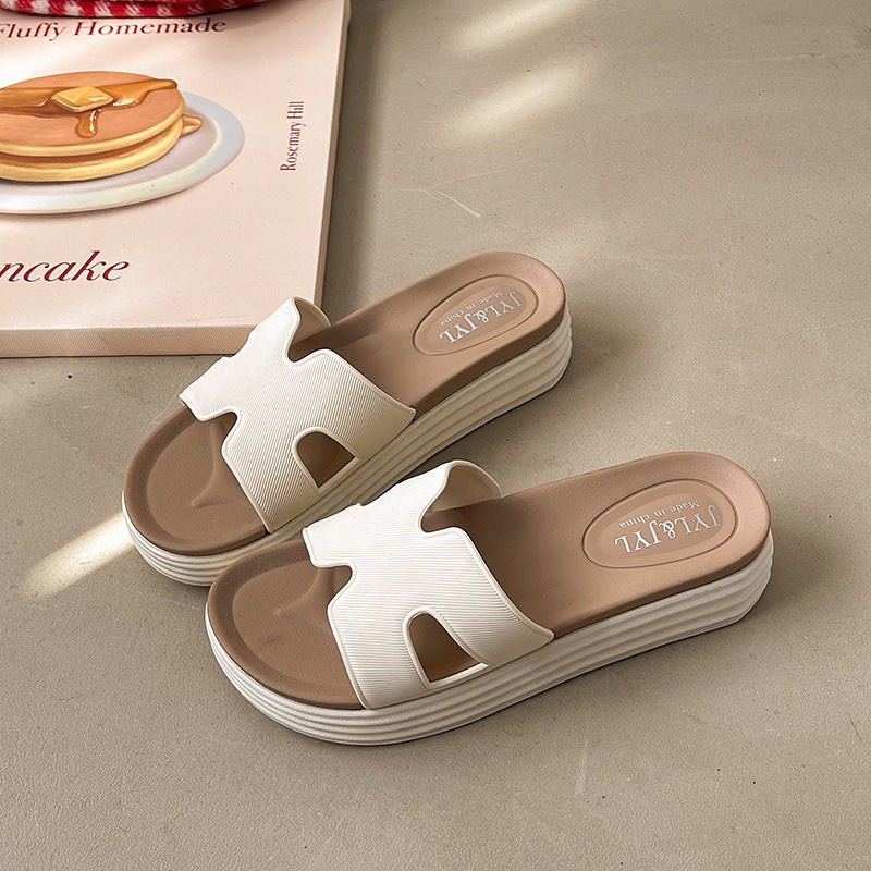 Women's flat slippers for summer 2025: new, high-end, soft-soled, retro-style, exquisite one-strap mules for outdoor wear