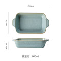 Creative kiln-turned double-ear ceramic baking dish baking tool cheese rice pizza plate pasta plate barbecue rectangular plate