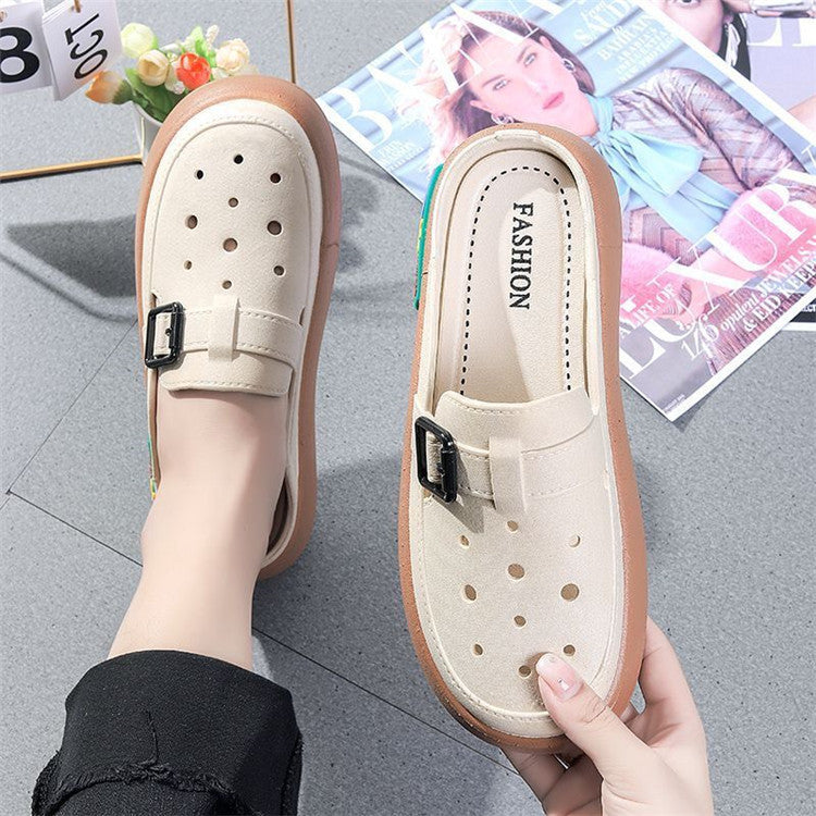 Women's summer slippers 2023 new fairy style sandals, trendy versatile platform slides, cloud-like comfort, thick sole beach shoes