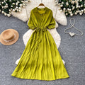 Light mature style single-breasted shirt short-sleeved dress for women summerk-style strap waist slimming lookelegant long skirt work clothing