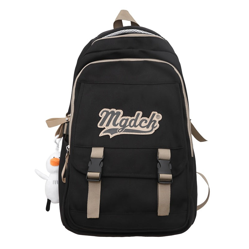 School bag for female college students, Korean version for junior high school students, high school, large-capacity burden reduction backpack for men's middle school students, casual backpack.