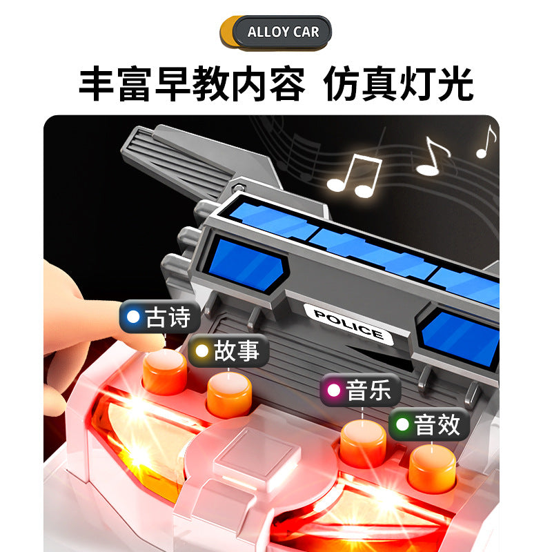 New children's fire truck transforming ejection track parking garage sound and light educational model toy car