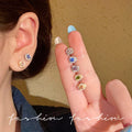 Exquisite sparkling colorful zircon stud earrings - korean style, unique design, delicate earrings, everyday versatile, ear-friendly jewelry