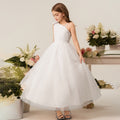 European and american style girls' white wedding dress, piano performance outfit, children's runway show host evening gown, cross-border customization
