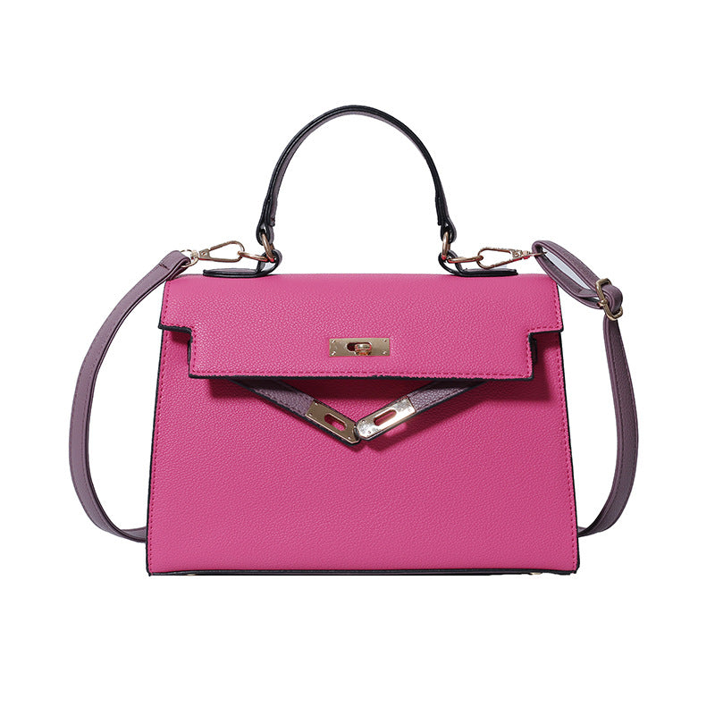 Versatile women's shoulder bag - crossbody, tote, and handbag - 2025 new arrival - trendy color block kelly bag for women (cross-border e-commerce)
