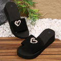 plus size wedge slippers for women 2025new arrivalexport one-word pearl butterfly sandals open peach heart slippers