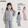 Factory wholesale kids' hooded jacket - spring/autumn girls' casual zip-up hoodie with lace trim and short cardigan top