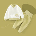 Wholesale baby thermal underwear set, pure cotton thickened quilted, unisex autumn/winter pullover high-waisted belly protection underwear set