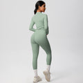 European and american nude feel compression zip-up yoga set - high-waisted pocket quick-dry activewear running fitness two-piece outfit